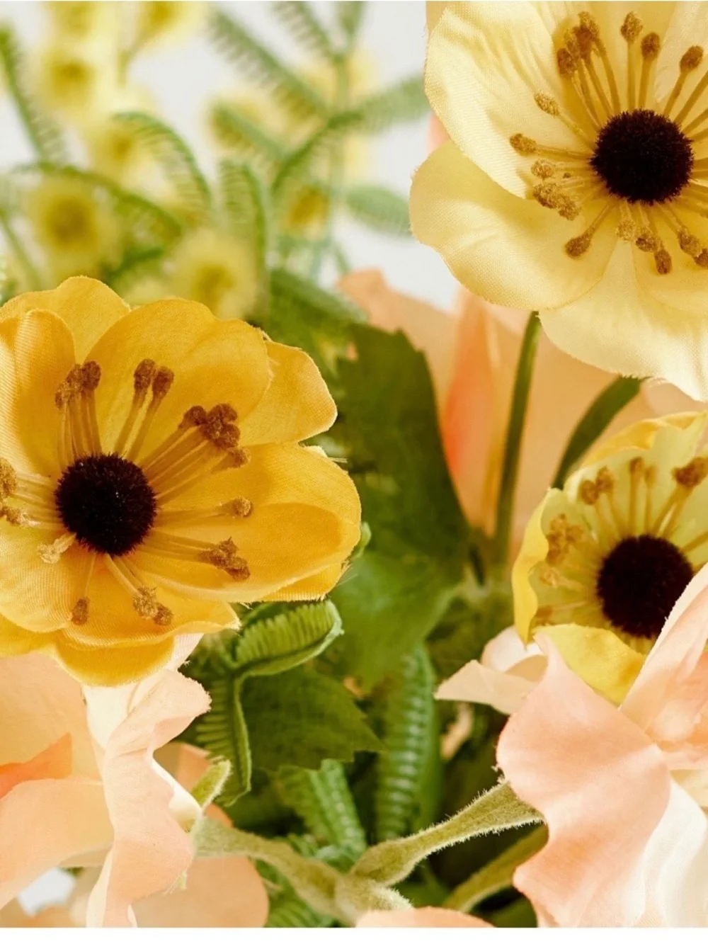 Pottery Barn Peach and Yellow Faux Wildflower Bouquet